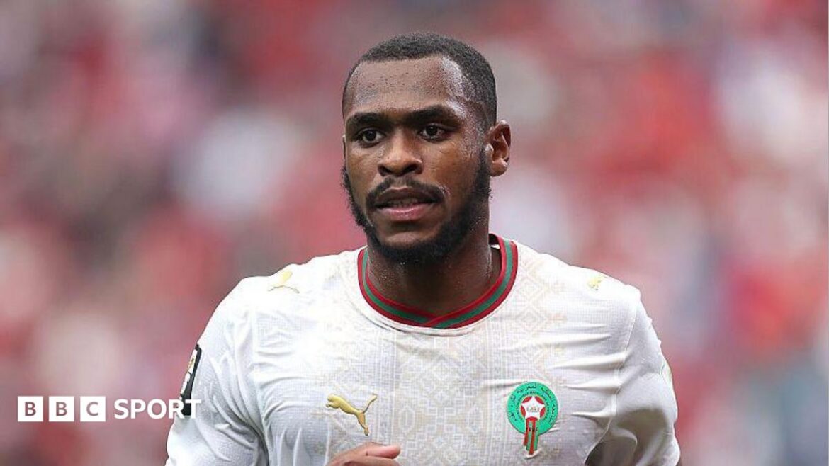 Issa Diop in action for Morocco