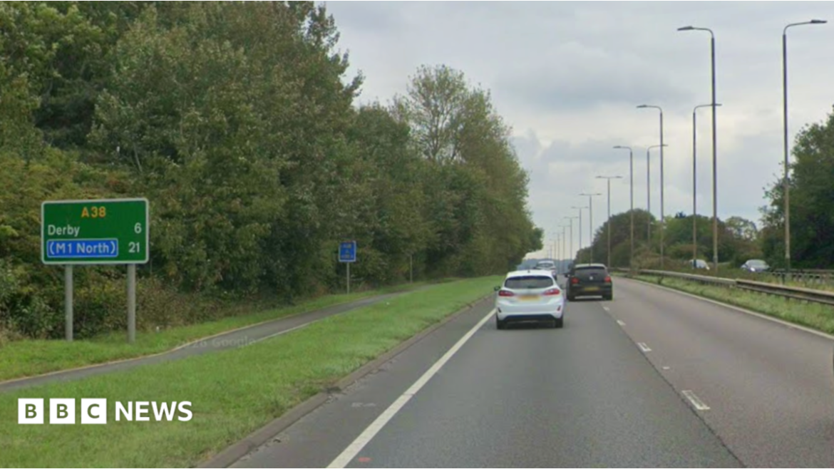 Street view of A38 between A50 Toyota Island and the A516 in Derby
