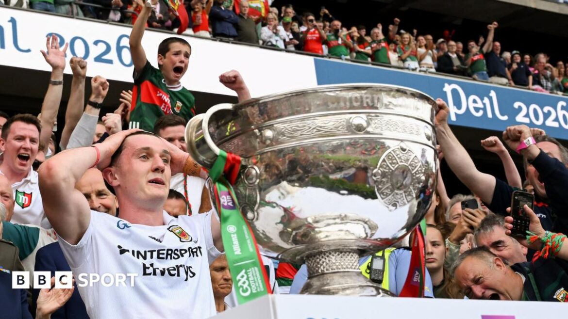 Jack Coyne prepares to lift the Sam Maguire
