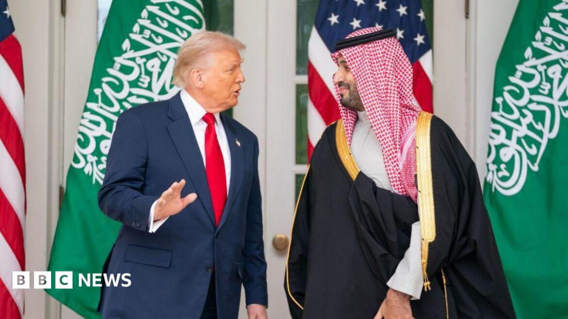 Trump leads Saudi Crown Prince Mohammed bin Salman on a tour of the White House in Washington DC last November