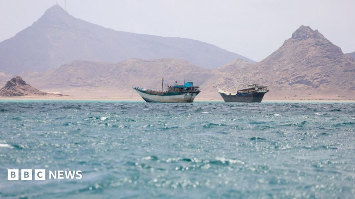 Boats float near the coast of Bab el-Mandeb, Yemen April 2, 2026