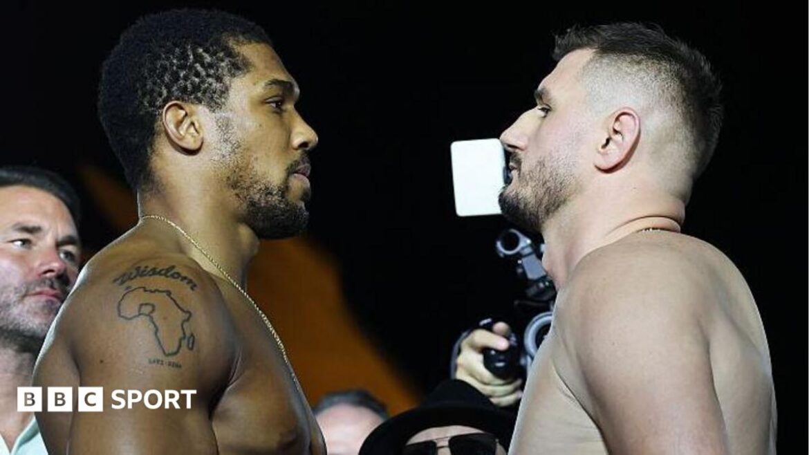 Anthony Joshua and Kristian Prenga face off