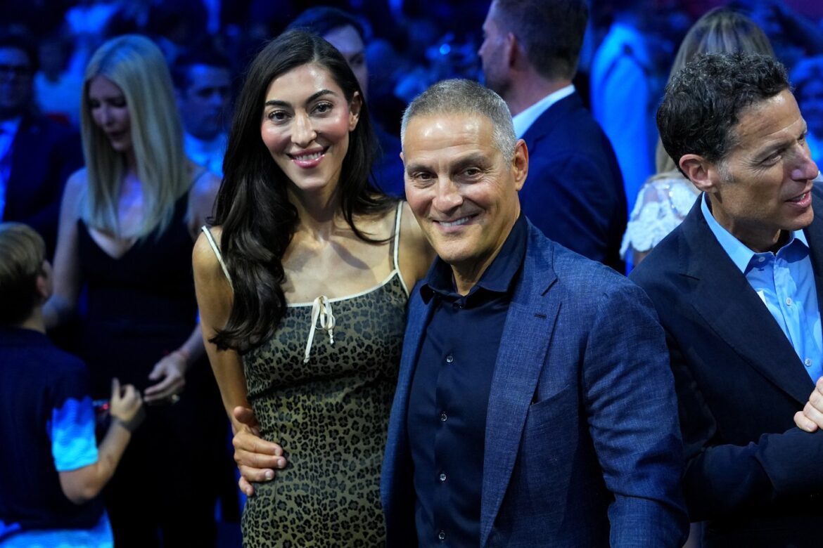 Ari Emanuel and Sarah Staudinger attend the UFC Freedom 250 event on the South Lawn at the White House on June 14, 2026 in