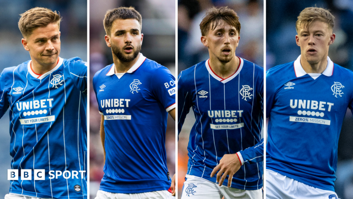 Rangers' Cammy Devlin, Nicolas Raskin, Dan Neil and Connor Barron