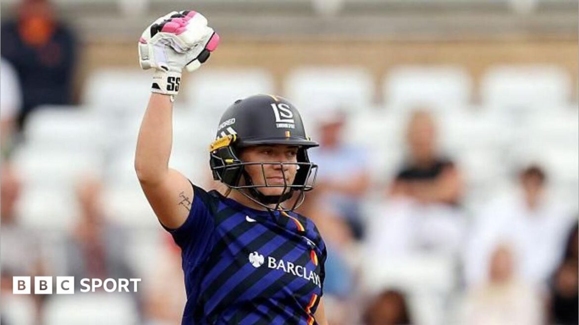 Nadine de Klerk celebrates hitting the winning runs for London Spirit v Trent Rockets