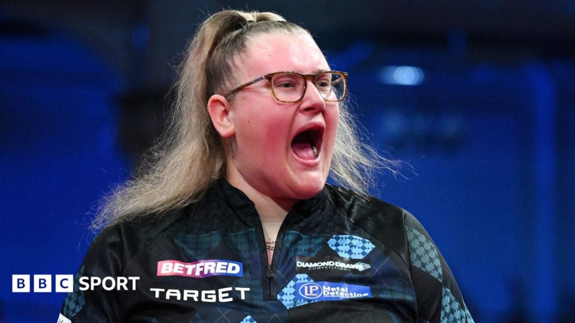 Beau Greaves celebrates winning the Women's Matchplay at Winter Gardens in Blackpool