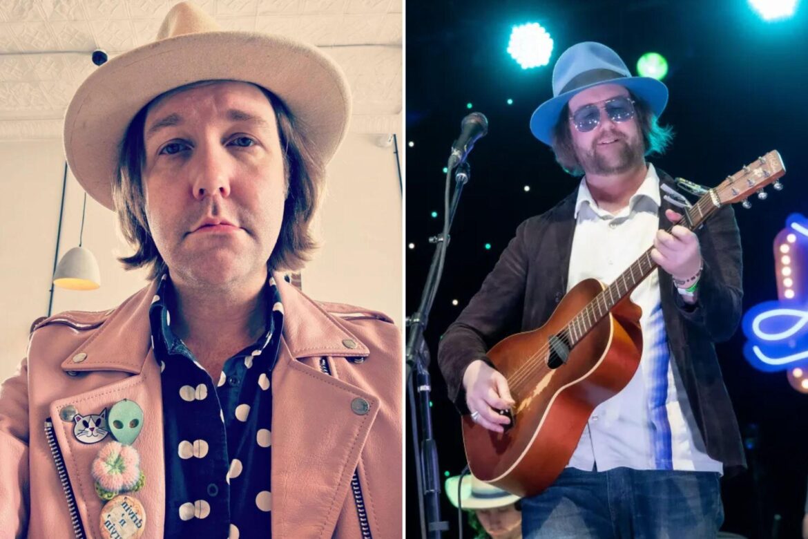 An image collage containing 2 images, Image 1 shows Aaron Lee Tasjan looking at the camera wearing a hat, a polka dot shirt