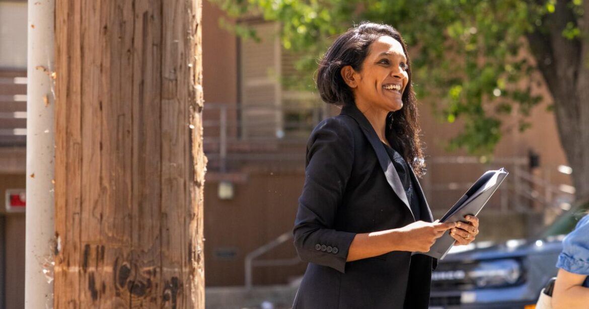 Studio City, California - July 24, 2026: Mayoral Candidate Nithya Raman prior to a press conference about the Los Angeles
