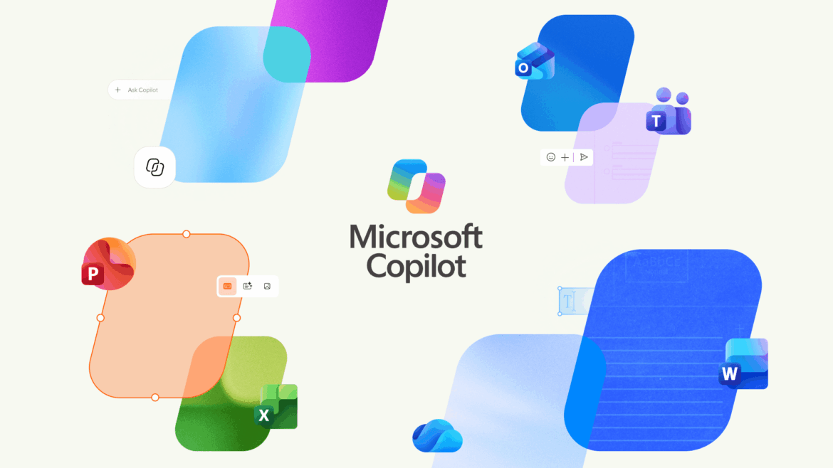 The updated Microsoft Copilot icon surrounded by colorful blocks