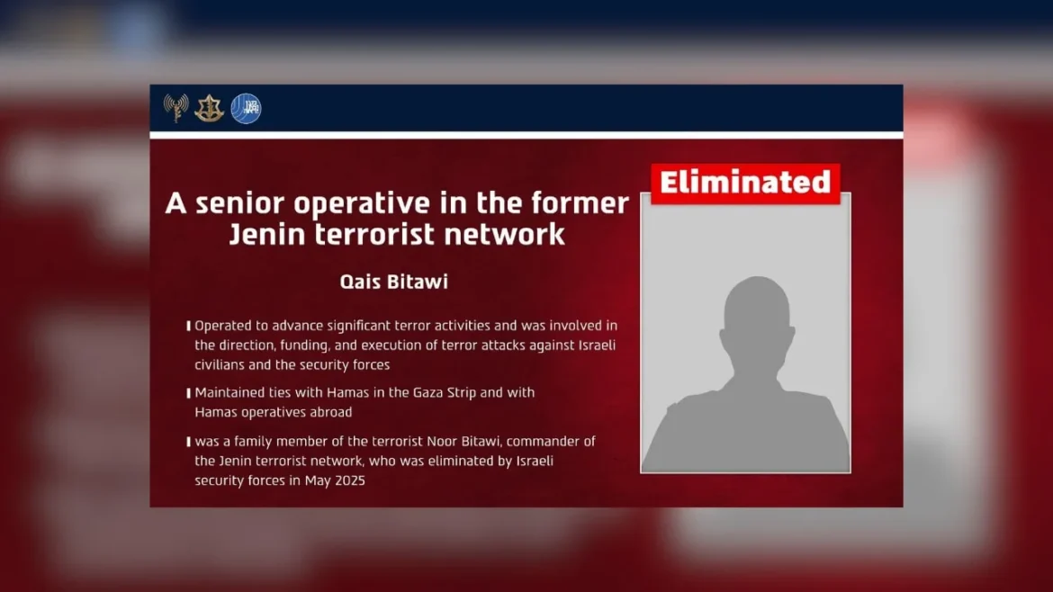 IDF Strikes Jenin in West Bank Operation, Killing Former Hamas Operative