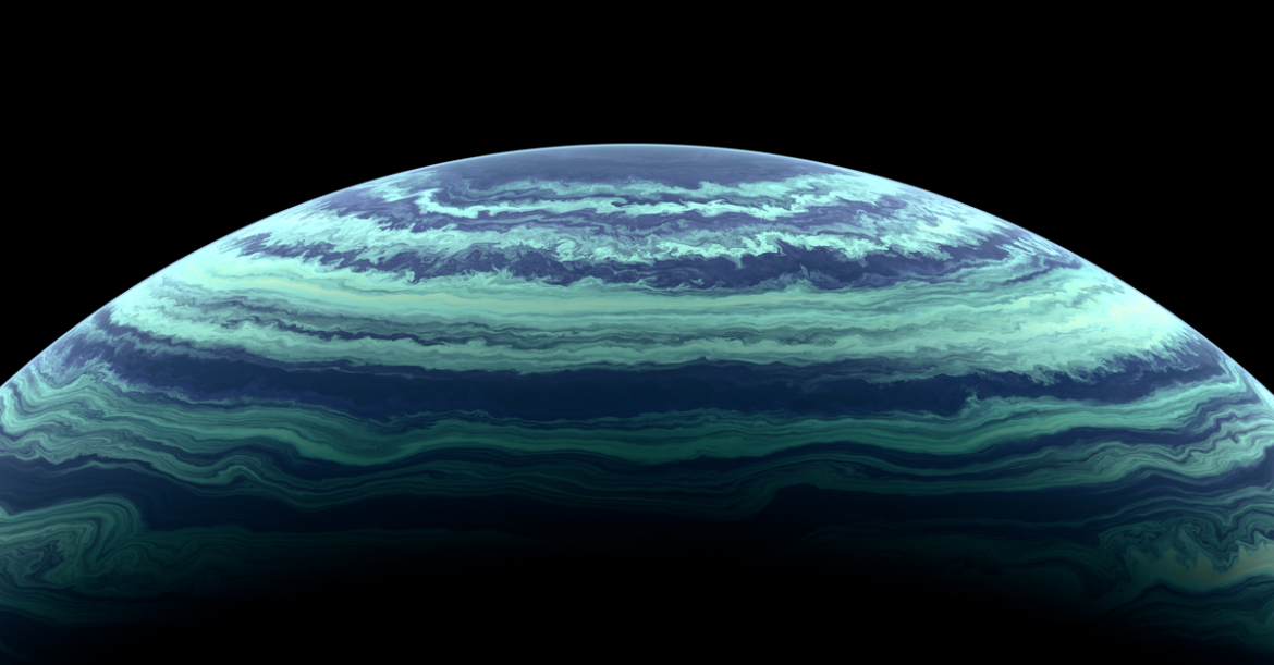 An artist's impression of a distant exoplanet in space