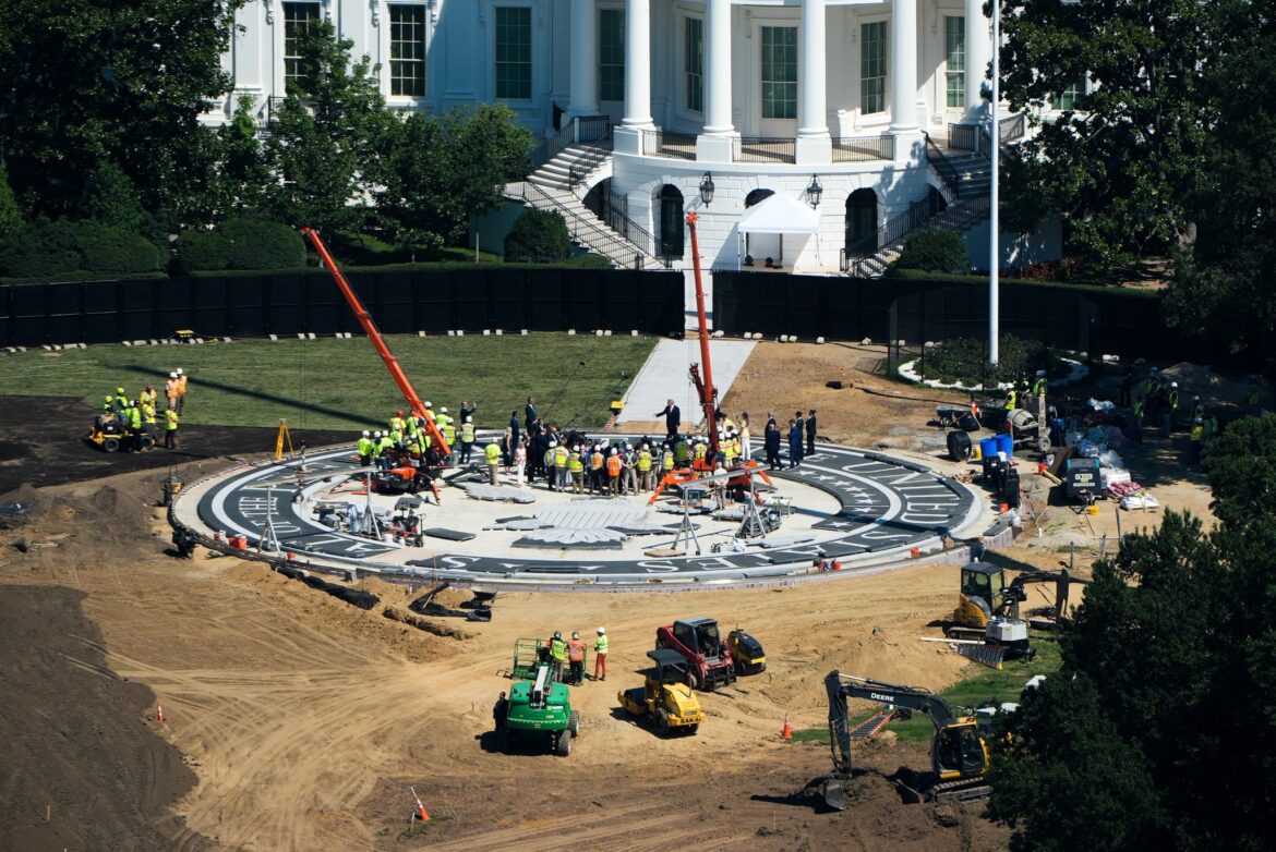 Trump Showcases White House South Lawn Construction and New Helipad