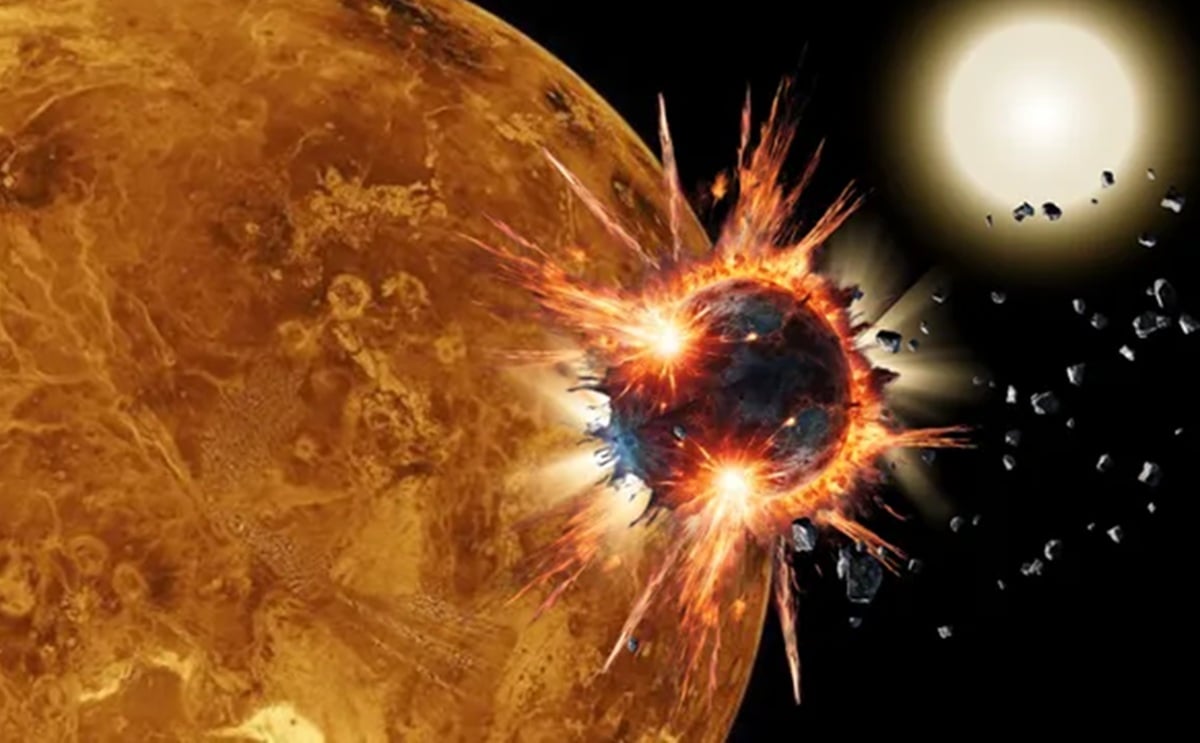 Venus's slow rotation caused its ancient moon to spiral in and crash