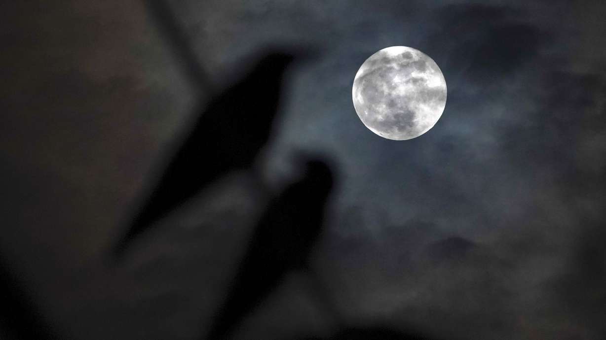 The full harvest moon rises over Sri Lanka in September 2023. The harvest moon will pair up with Saturn for a special