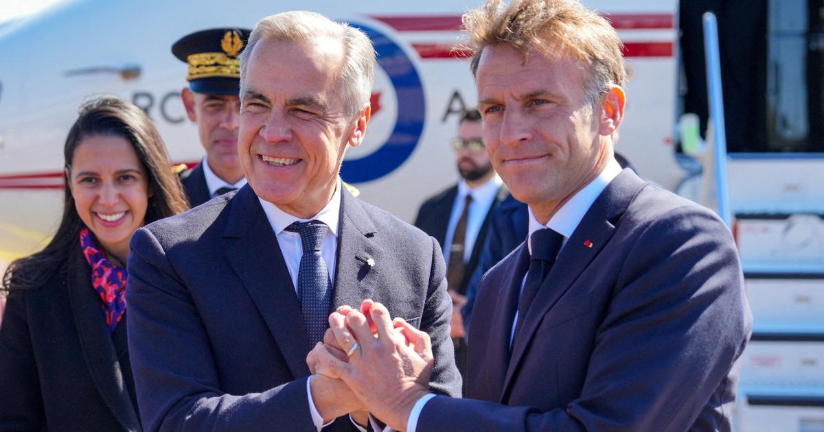 Le premier ministre canadien, Mark Carney, et Emmanuel Macron à Saint-Pierre-et-Miquelon, dimanche
