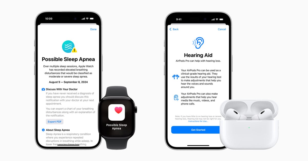 Apple Watch and AirPods Pro Add Sleep Apnea and Hearing Aid Features