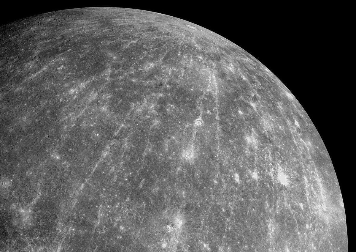 A shot of Mercury and its impact craters