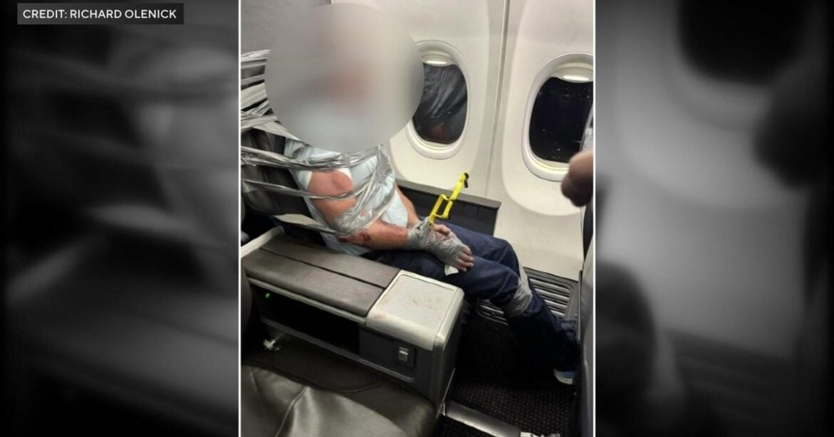 Actor: Arthur Lundeen Action: Arrested Object: after duct tape restraint on American Airlines Flight 618 from Dallas to Newar