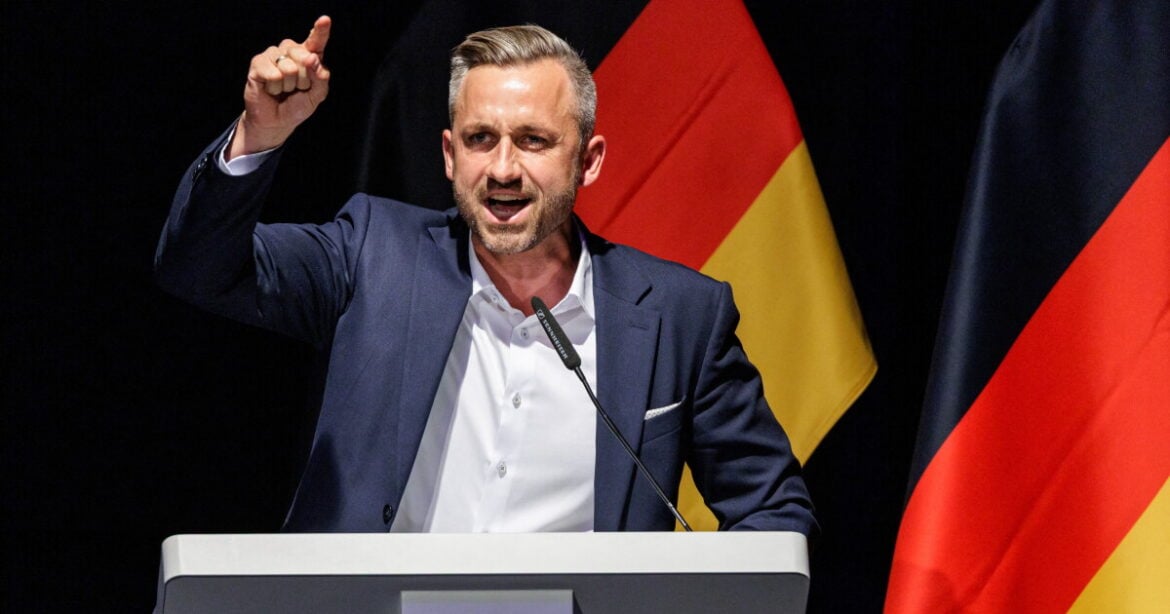 Ulrich Siegmund, the far-right Alternative for Germany's candidate in Saxony-Anhalt, speaks at the Generation Germany youth
