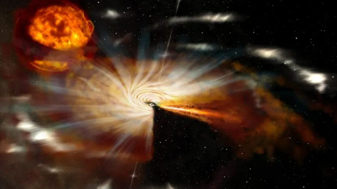 Astronomers caught a black hole expelling material after consuming a star