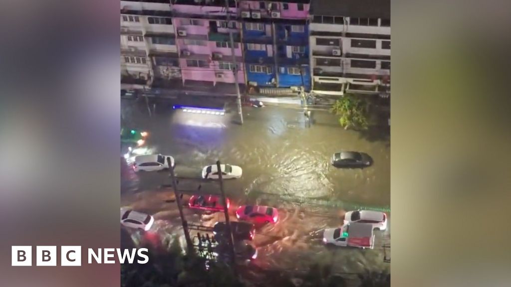 An aerial image of flooding in Bangkok