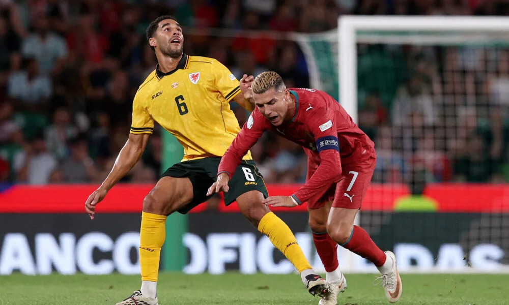 Cristiano Ronaldo scored a volleyed shot wide in Portugal's 1-0 win over Wales