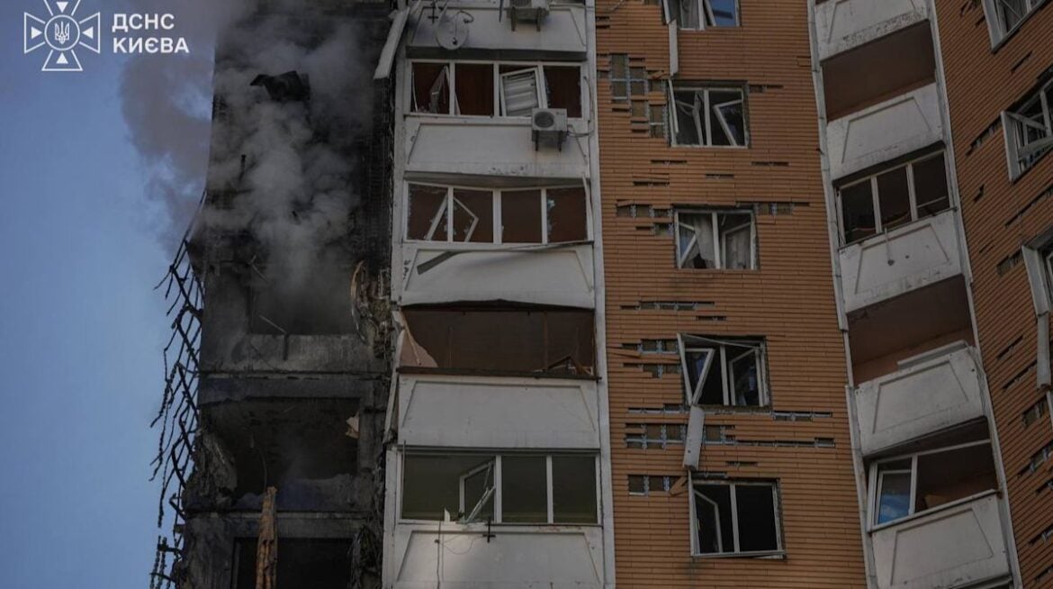 Kyiv Drone Strike Hits Residential Building, Injuring Six People
