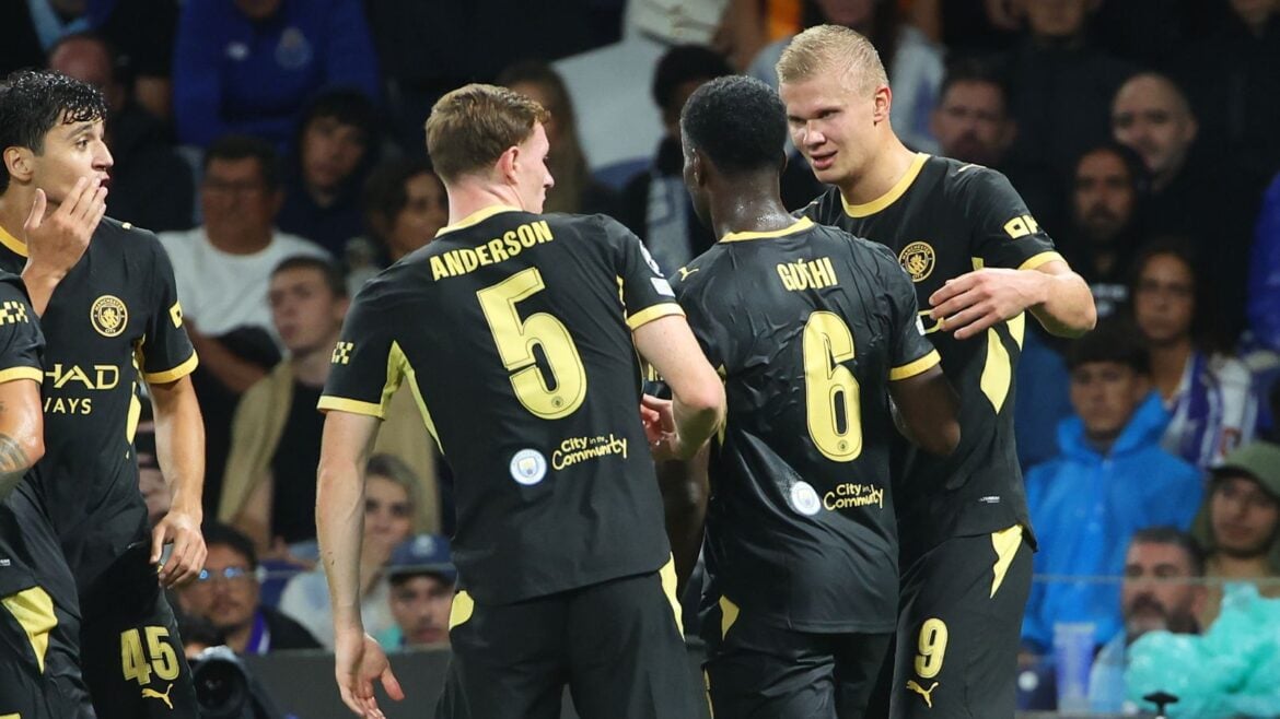 Erling Haaland nets 2 goals as Manchester City edges Porto in Champions League
