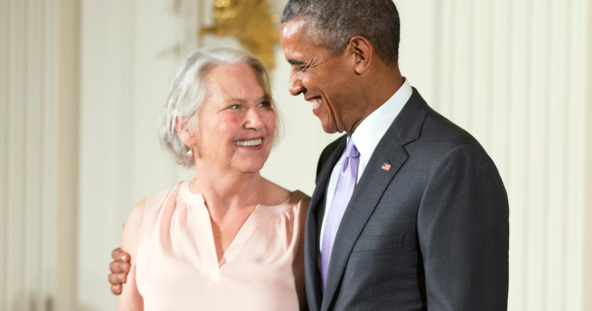 FILE - President Barack Obama appears with author Annie Dillard, recipient of the 2014 National Humanities Medal, during a