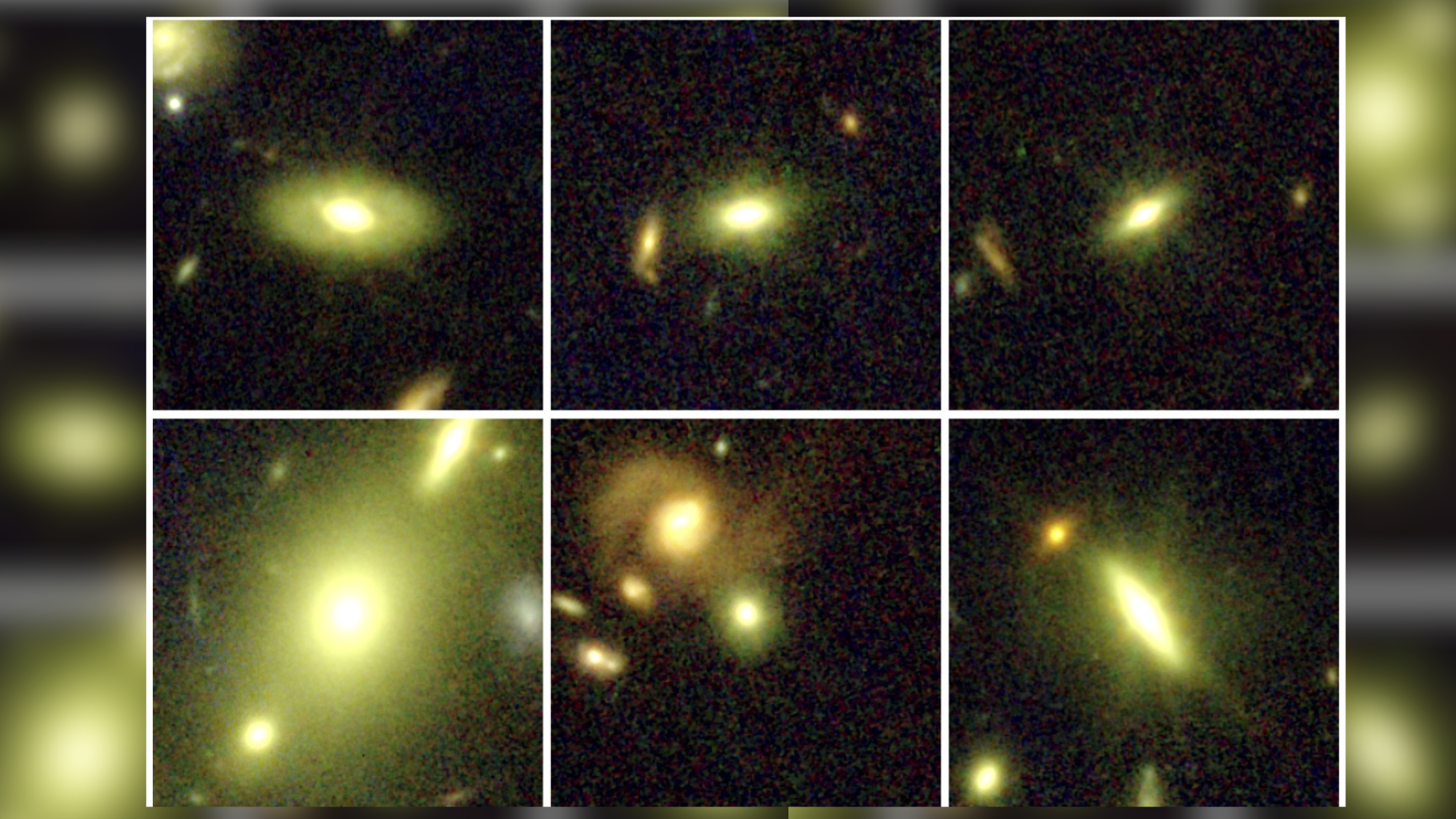 The nine studied galaxies captured by the James Webb Space Telescope. Their spectrum reveals that there are many more