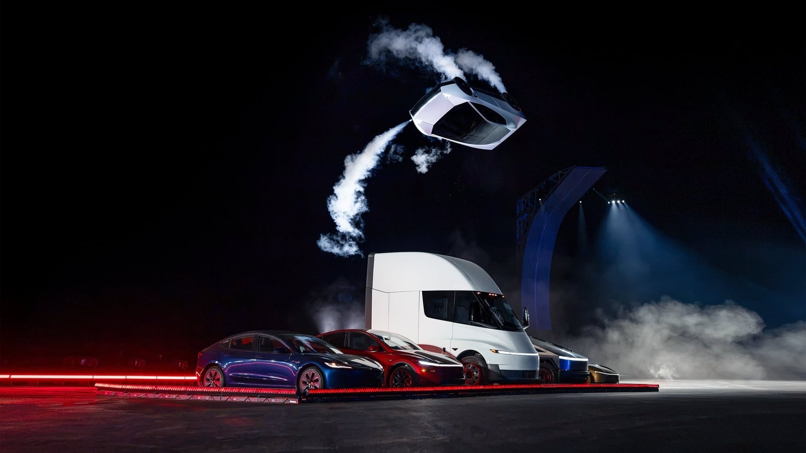 Tesla Unveils Flying Roadster Prototype With SpaceX Thrusters