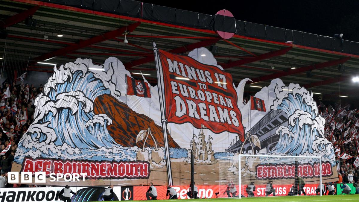 A tifo is displayed before the Europa League match between Bournemouth and SK Sturm Graz
