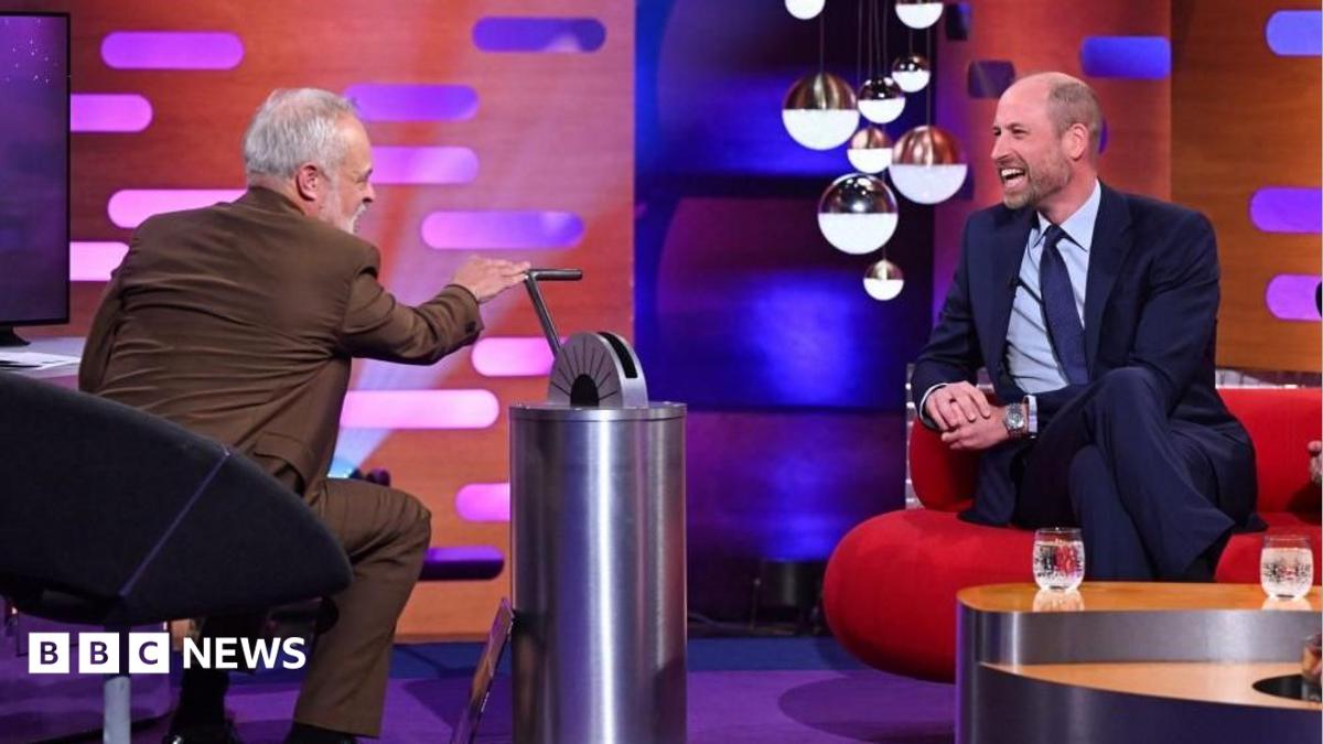 Prince William laughs as he speaks to Graham Norton on the Graham Norton show