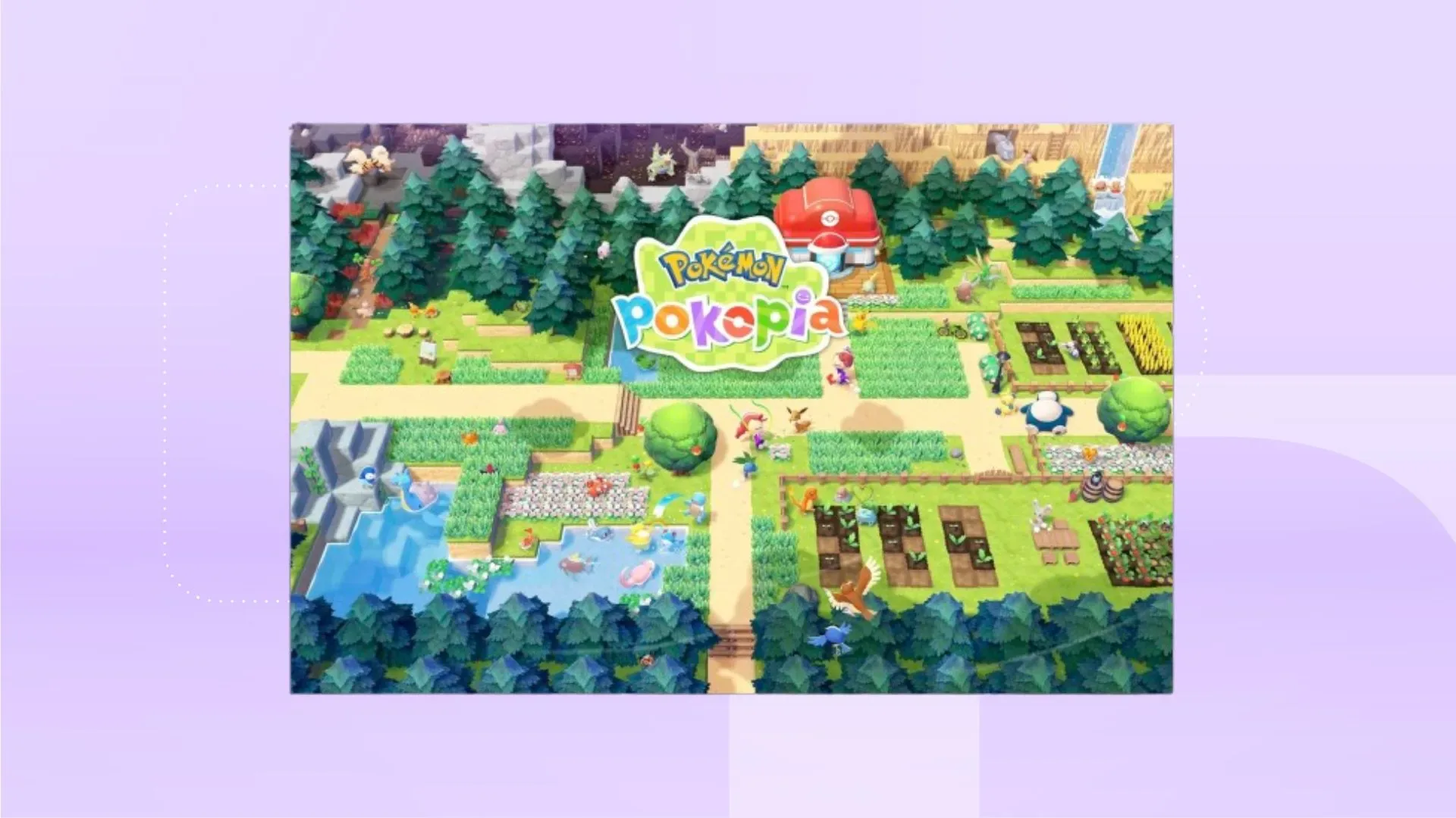 Key art for Pokemon Pokopia showing Ditto and other Pokemon in a cozy farming world on Nintendo Switch 2