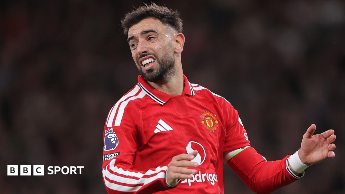 Bruno Fernandes looks rueful