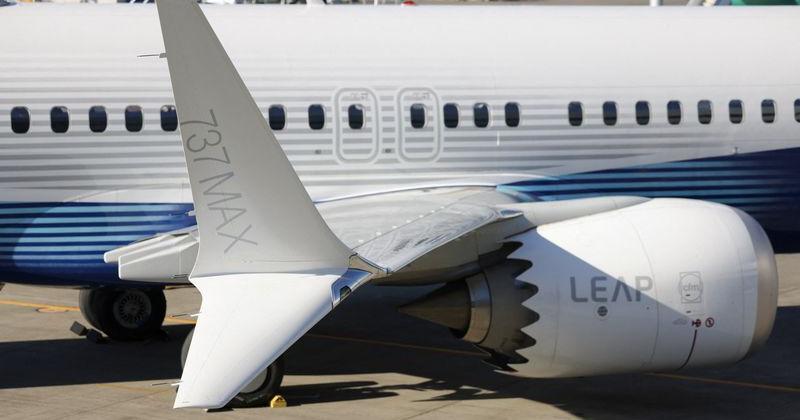 A Boeing 737 MAX 10 test aircraft is pictured on the tarmac during an event marking the FAA certification of the aircraft