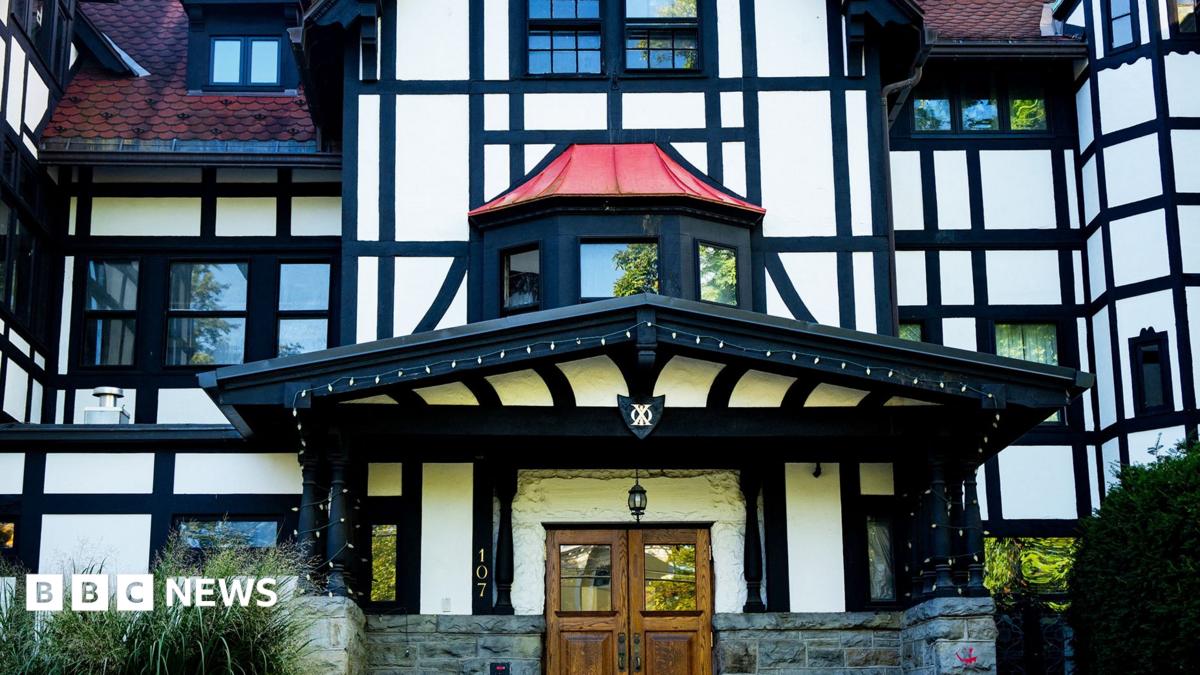 A close up of the Cornell University’s Chi Phi fraternity house