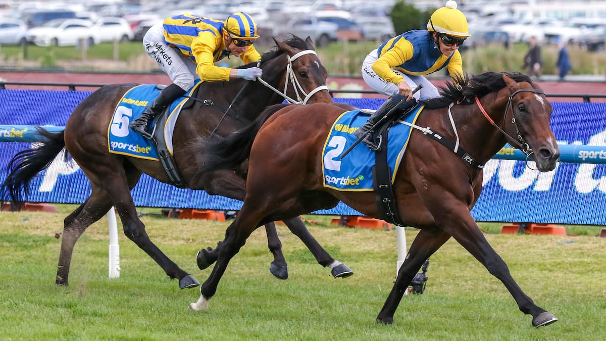 Warwoven overpowers Blind Raise in the A$3 million ($3.7m) Caulfield Guineas today