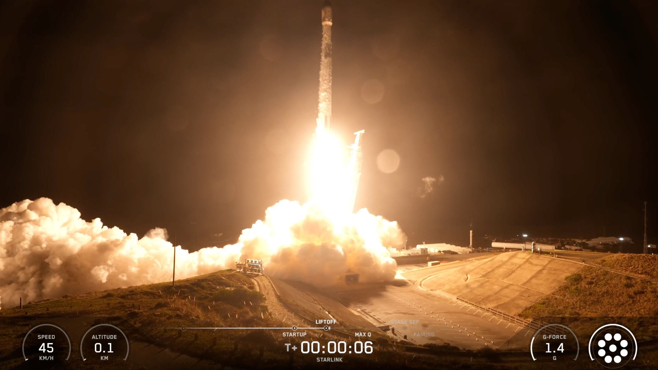 A SpaceX Falcon 9 rocket launches 27 Starlink satellites from California