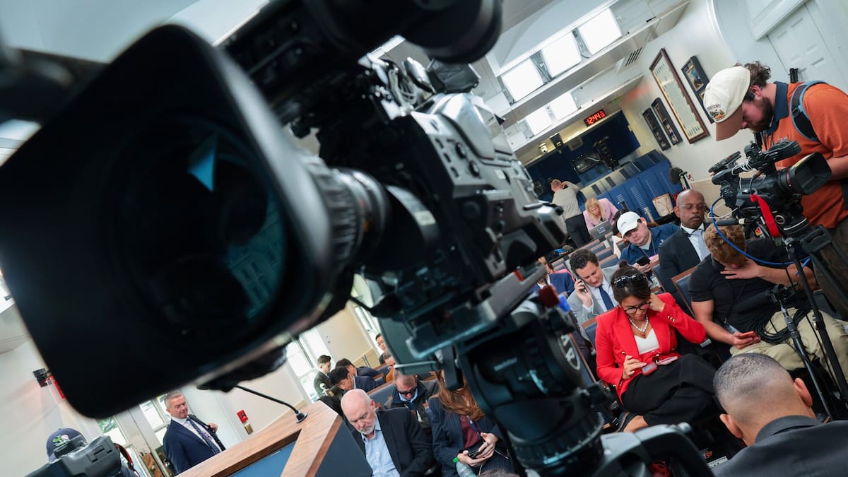 Journalists gather in the James S. Brady Press Briefing Room in the White House last month. Photo / Getty Images