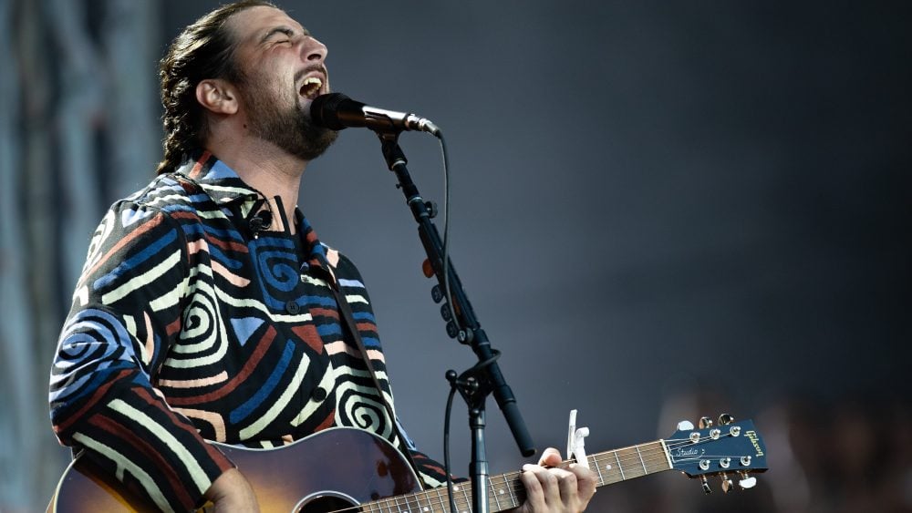 GLASTONBURY, ENGLAND - JUNE 29: (EDITORIAL USE ONLY) Noah Kahan performs during day five of Glastonbury festival 2025 at