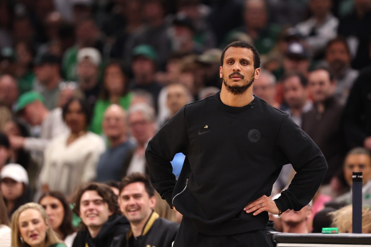 Celtics head coach Joe Mazzulla looks on against Philadelphia 76ers