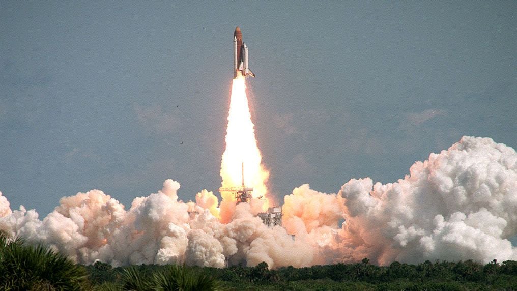 The Space Shuttle Columbia (STS-52) launches from NASA
