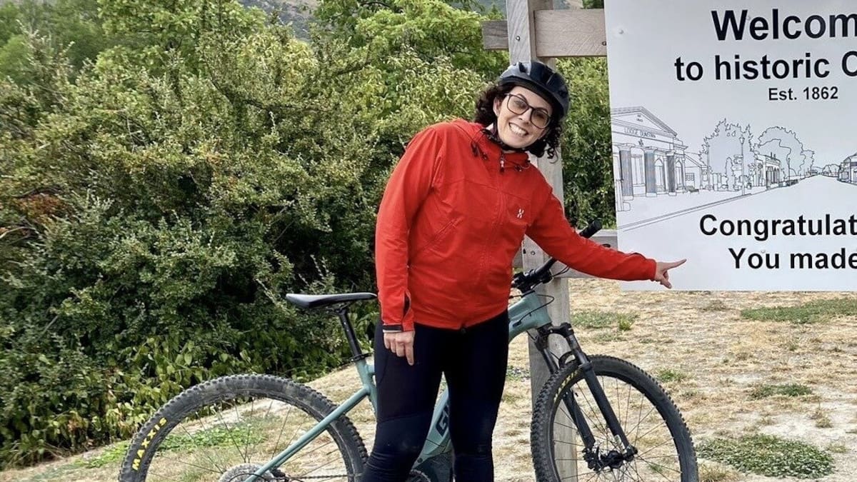 Erika Rodrigues Coelho on a cycling trail in New Zealand in June 2025. The Queenstown woman has been missing since September