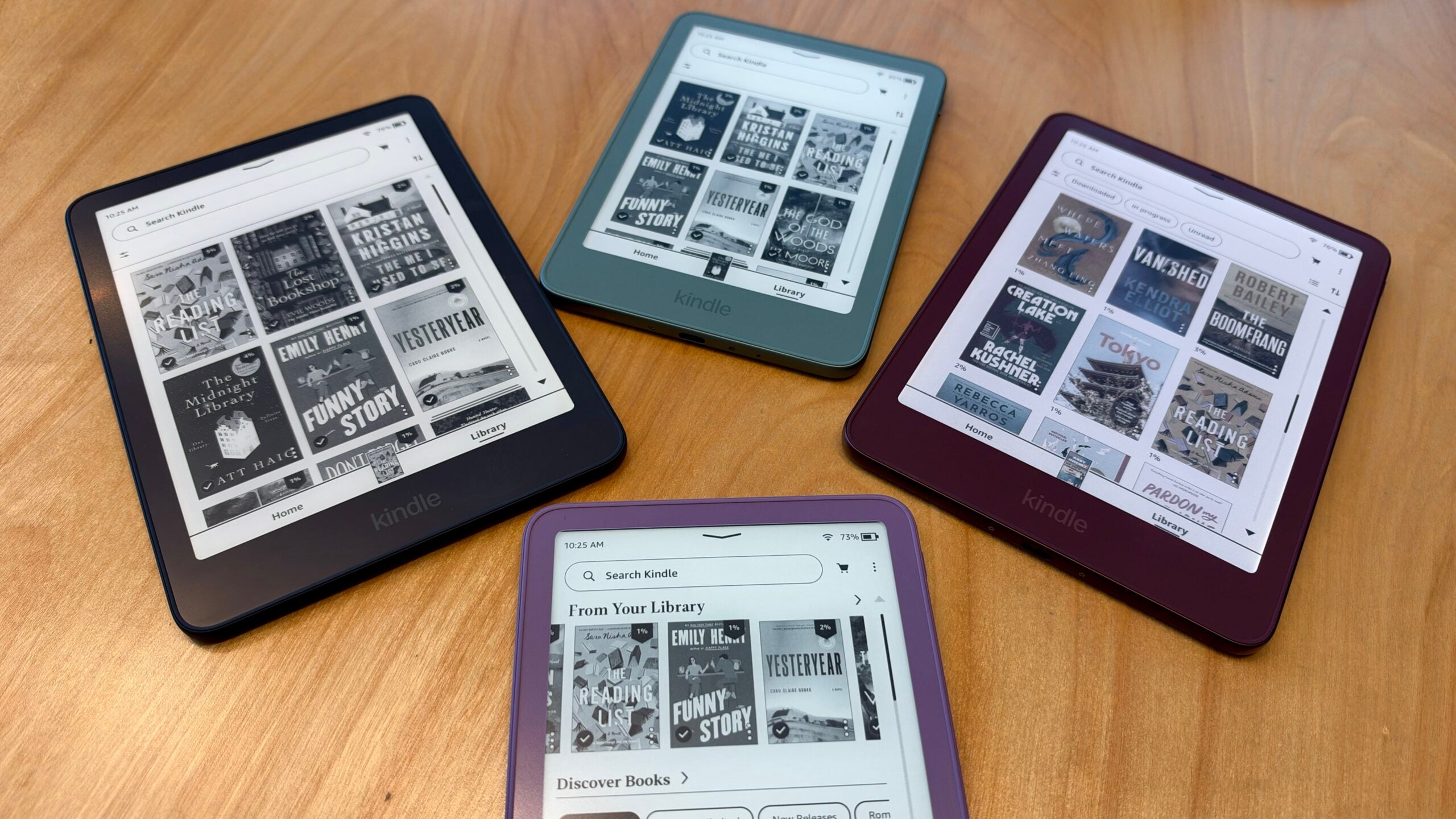 Group shot of new-for-2026 Amazon Kindles