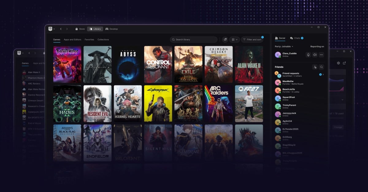 A screenshot of the updated Epic Games Launcher