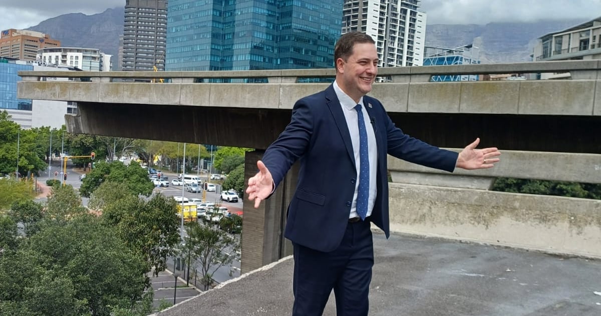 Mayor Geordin Hill-Lewis unveiled plans to transform the Foreshore’s unfinished highways into a new bridge and tunnel system