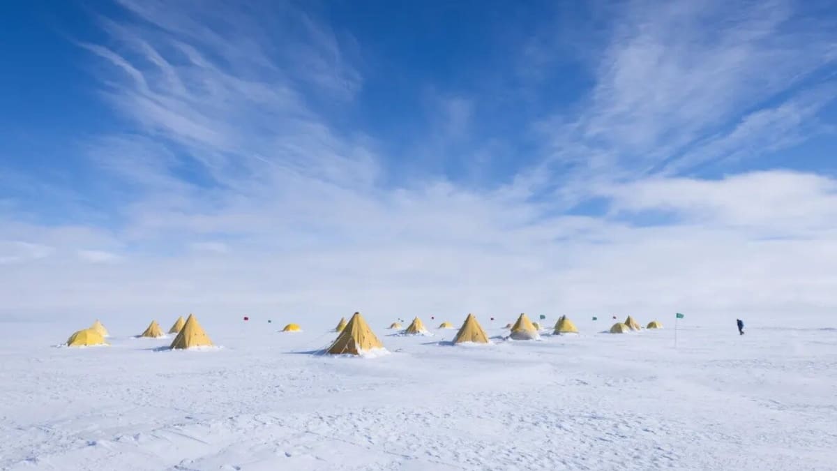 A field camp on the West Antarctic ice sheet. Research in East Antarctica will need to be done in equally inhospitable