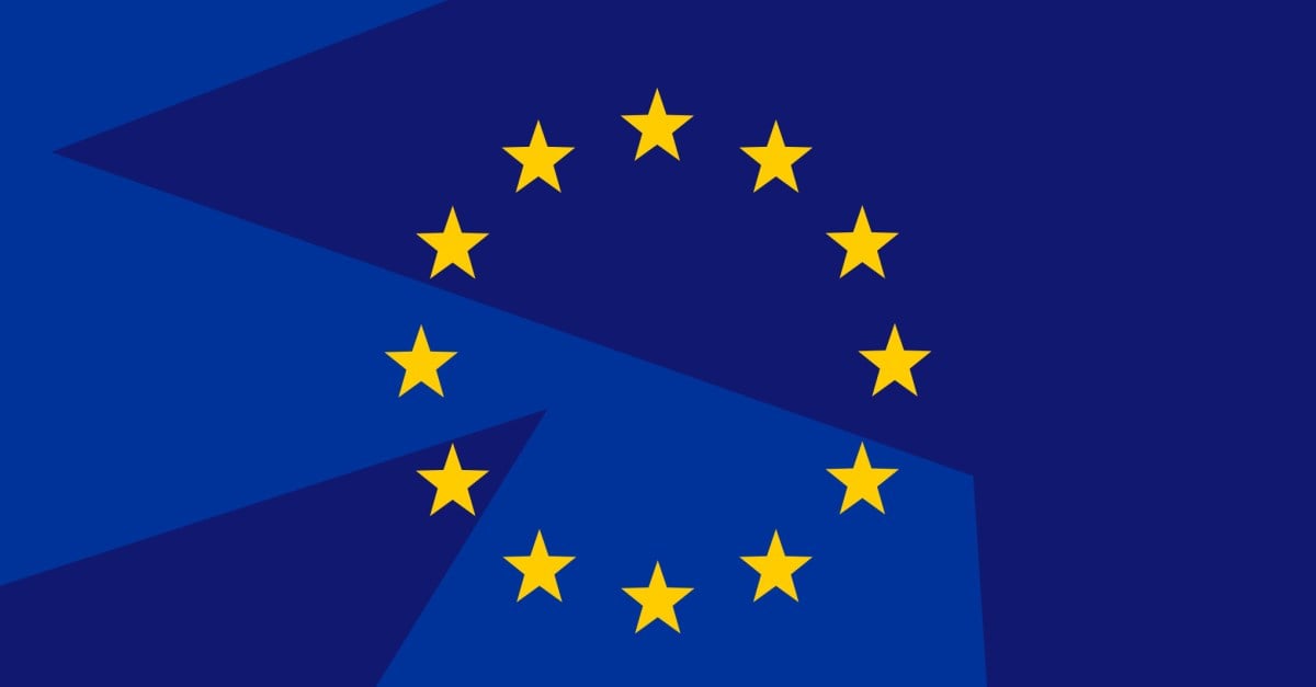 The European Union flag against a blue backdrop