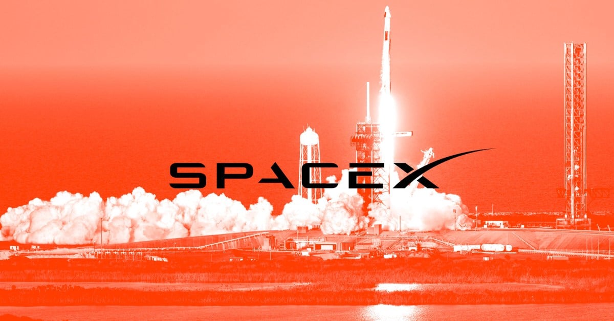 Photo of rocket launch with SpaceX logo